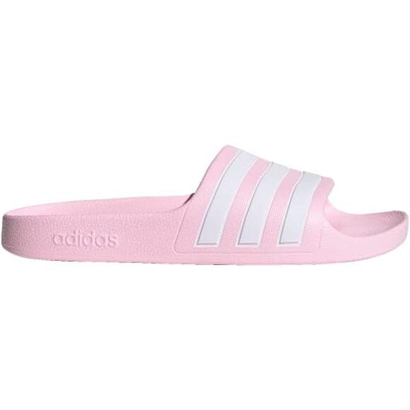 NWT adidas Girl's Adilette Aqua Slides, white/Clear pink -Size 5 - Picture 1 of 6